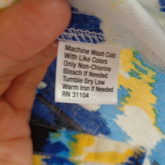 Kim Rogers Womens Colorful Top Linen‎ Casual Button-Up Blouse Size Medium - Picture 6 of 6